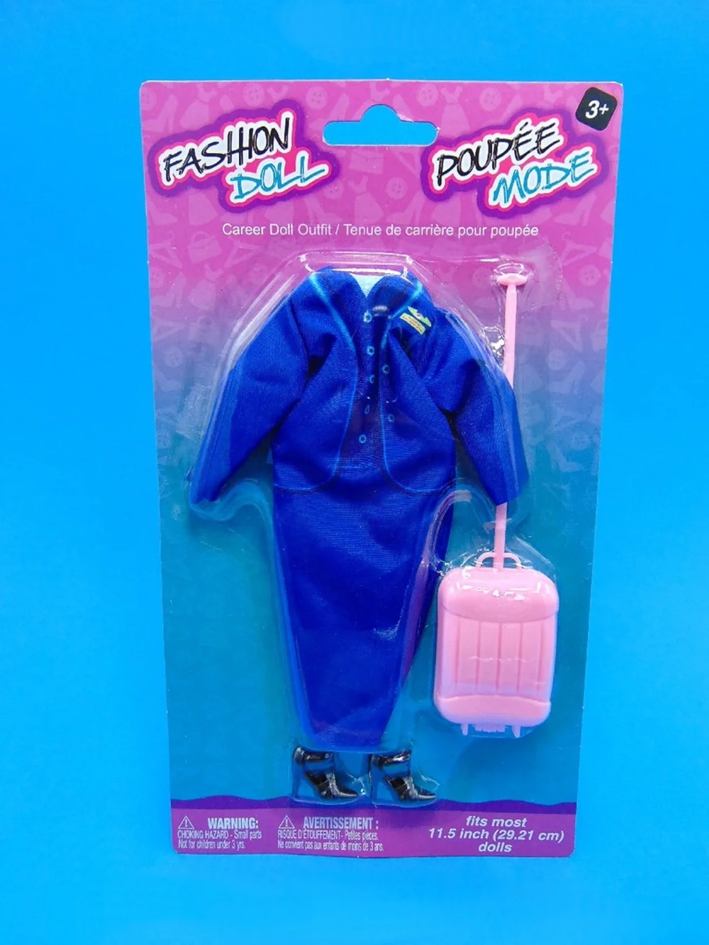 Barbie Flight Attendant Outfit with Pink Luggage and Black Heels